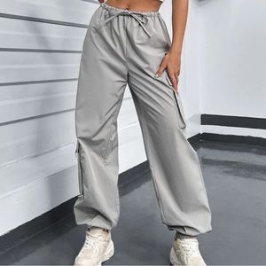 drawstring waist cargo/parachute pants